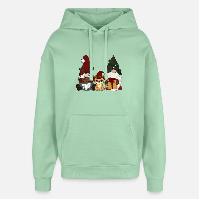 Chat avec gnome - Sweat à capuche unisexe Stanley/Stella Oversized - jade brumeux