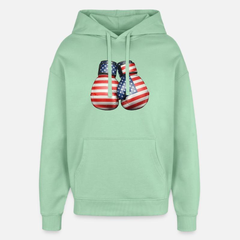 Gants de boxe des drapeaux américains - Sweat à capuche unisexe Stanley/Stella Oversized - jade brumeux