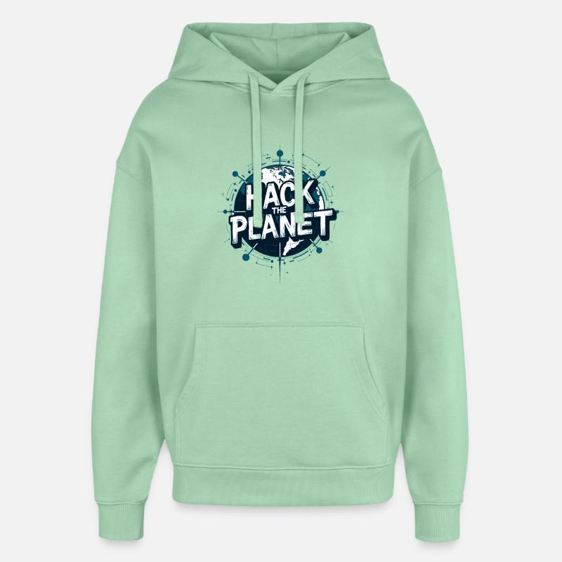 Motif du Globe Hack – Technologie Planétaire - Sweat à capuche unisexe Stanley/Stella Oversized - jade brumeux
