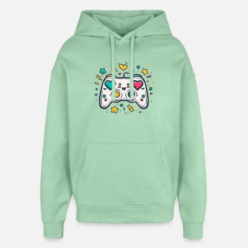 Conception de jeu Heart Controller Neon - Sweat à capuche unisexe Stanley/Stella Oversized - jade brumeux