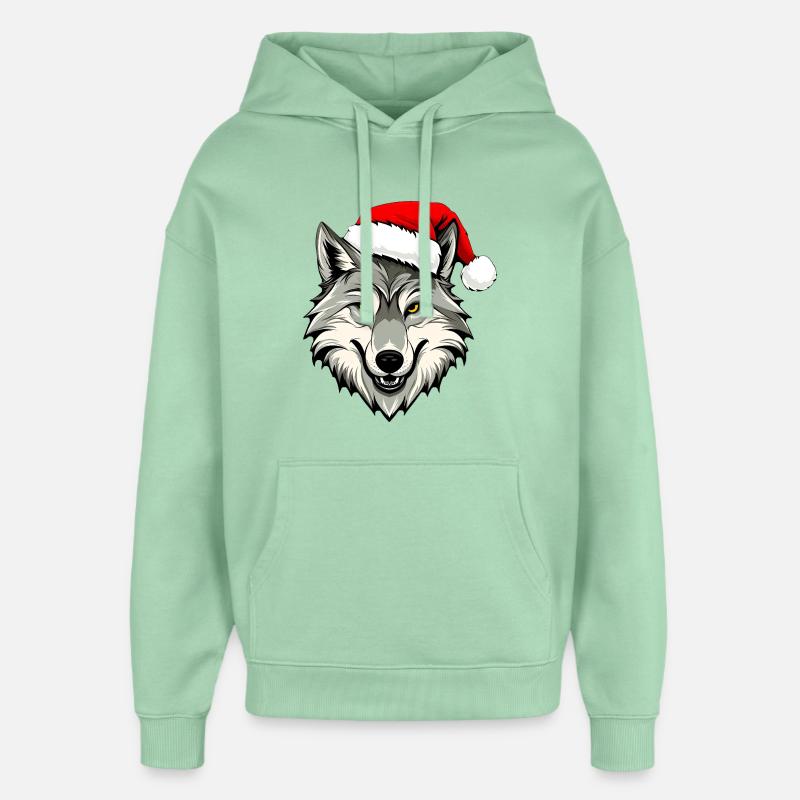 Loup de Noël - Sweat à capuche unisexe Stanley/Stella Oversized - jade brumeux
