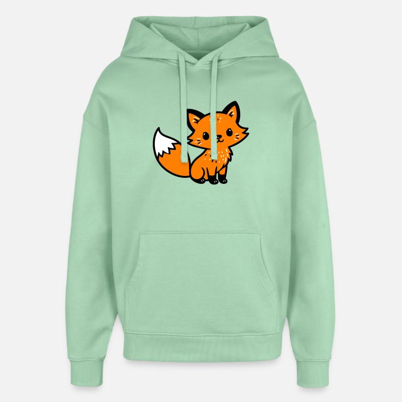 Fox Cute Comic - Sweat à capuche unisexe Stanley/Stella Oversized - jade brumeux