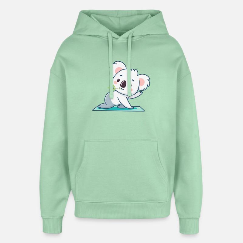 Koala kawaii sur tapis vert - Sweat à capuche unisexe Stanley/Stella Oversized - jade brumeux