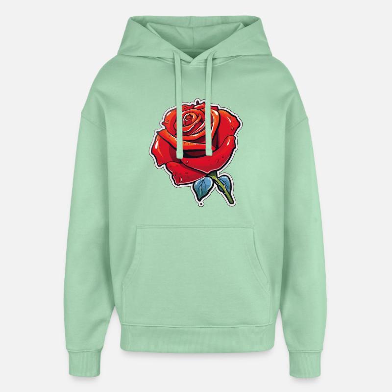 Dessin animé Rose Red Rose Dew - Sweat à capuche unisexe Stanley/Stella Oversized - jade brumeux