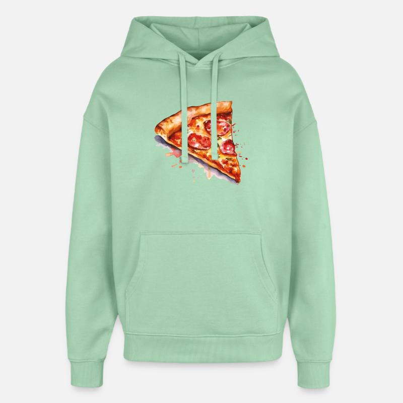 Tranche de pizza aquarelle - Sweat à capuche unisexe Stanley/Stella Oversized - jade brumeux