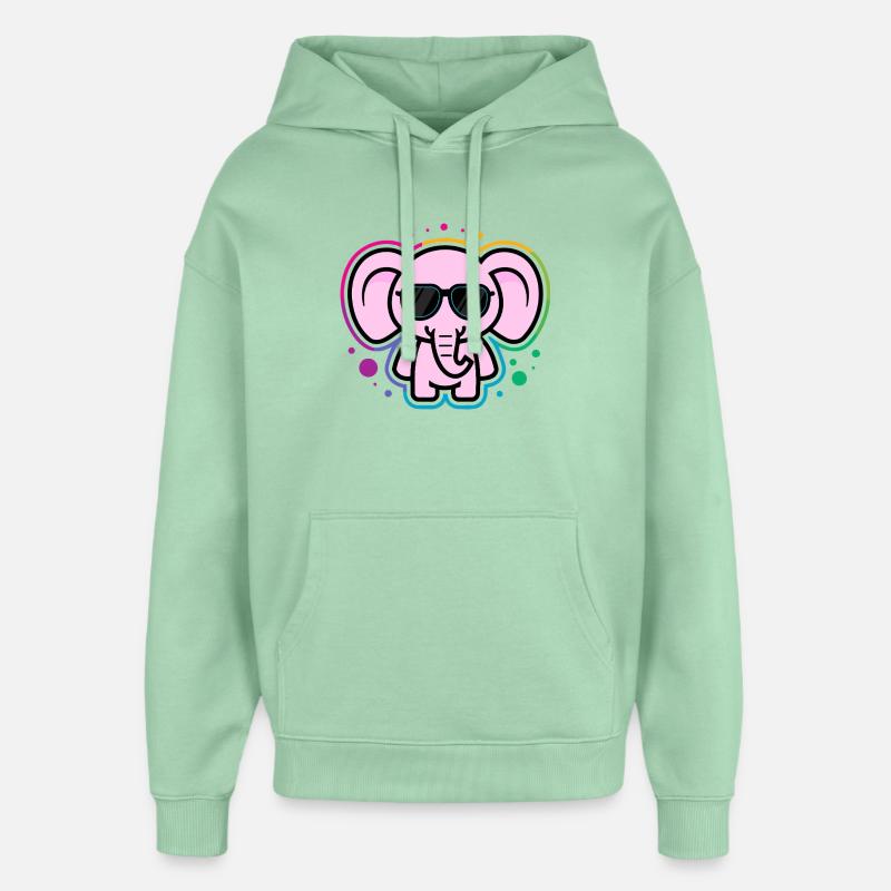 Éléphant Rose avec Lunettes - Sweat à capuche unisexe Stanley/Stella Oversized - jade brumeux