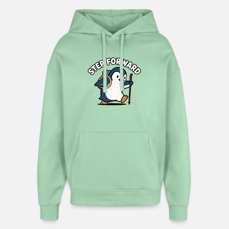 Pingouin Pas Avant - Sweat à capuche unisexe Stanley/Stella Oversized - jade brumeux