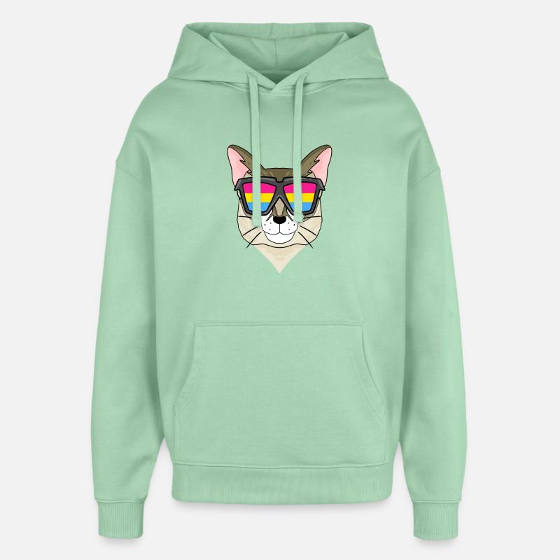 Pansexual Singapura - Chat avec lunettes - Sweat à capuche unisexe Stanley/Stella Oversized - jade brumeux