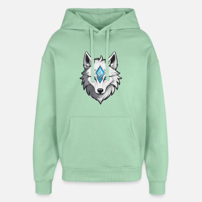 Loup Blanc - Sweat à capuche unisexe Stanley/Stella Oversized - jade brumeux