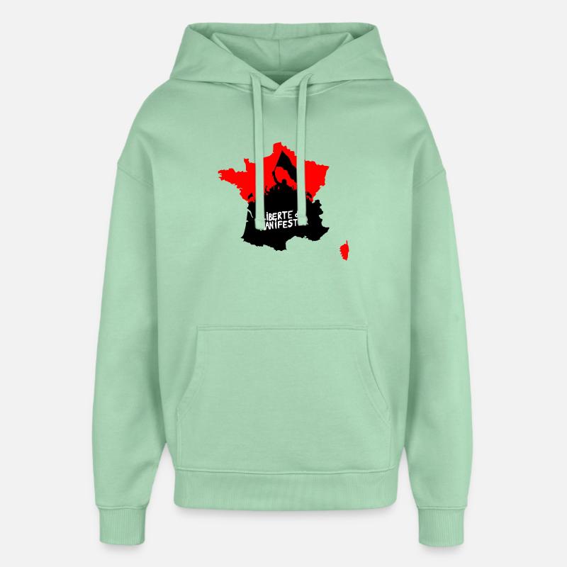 Liberté de manifester - Sweat à capuche unisexe Stanley/Stella Oversized - jade brumeux