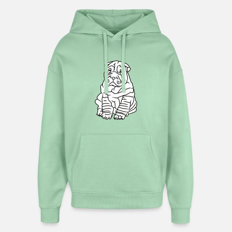Chien carlin mignon - Sweat à capuche unisexe Stanley/Stella Oversized - jade brumeux