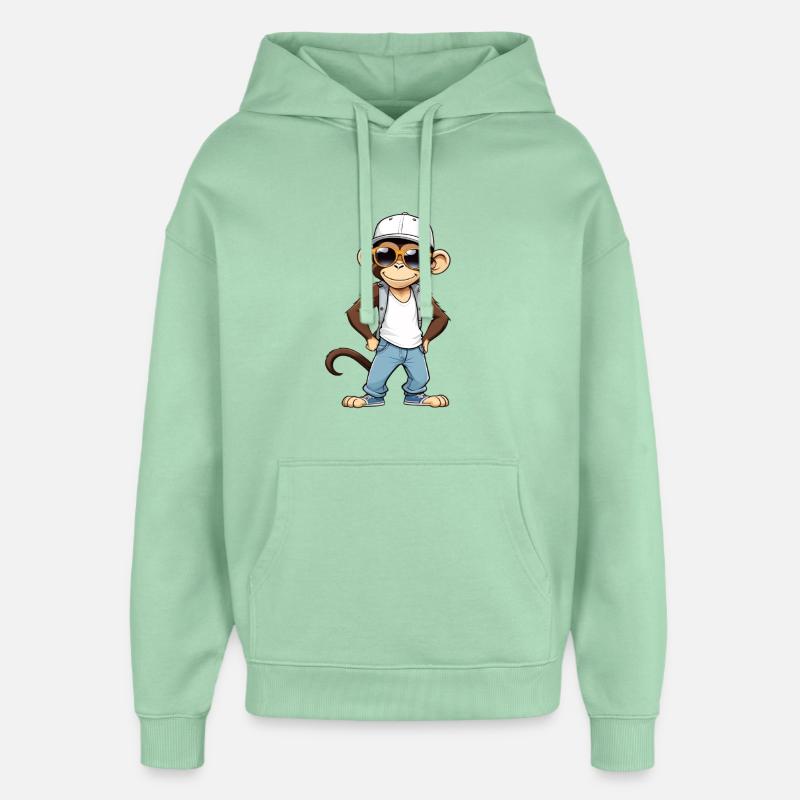 Cool monkey with sunglasses and cap - Oversized Unisex Hoodie by Stanley/Stella - misty jade
