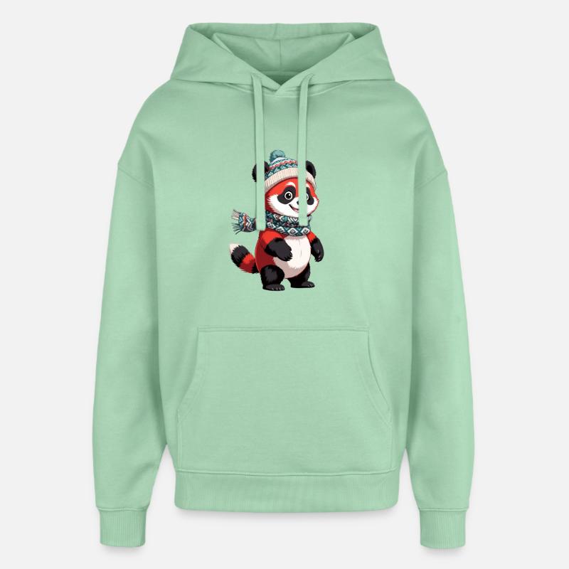 Panda d’hiver avec chapeau et écharpe - Sweat à capuche unisexe Stanley/Stella Oversized - jade brumeux