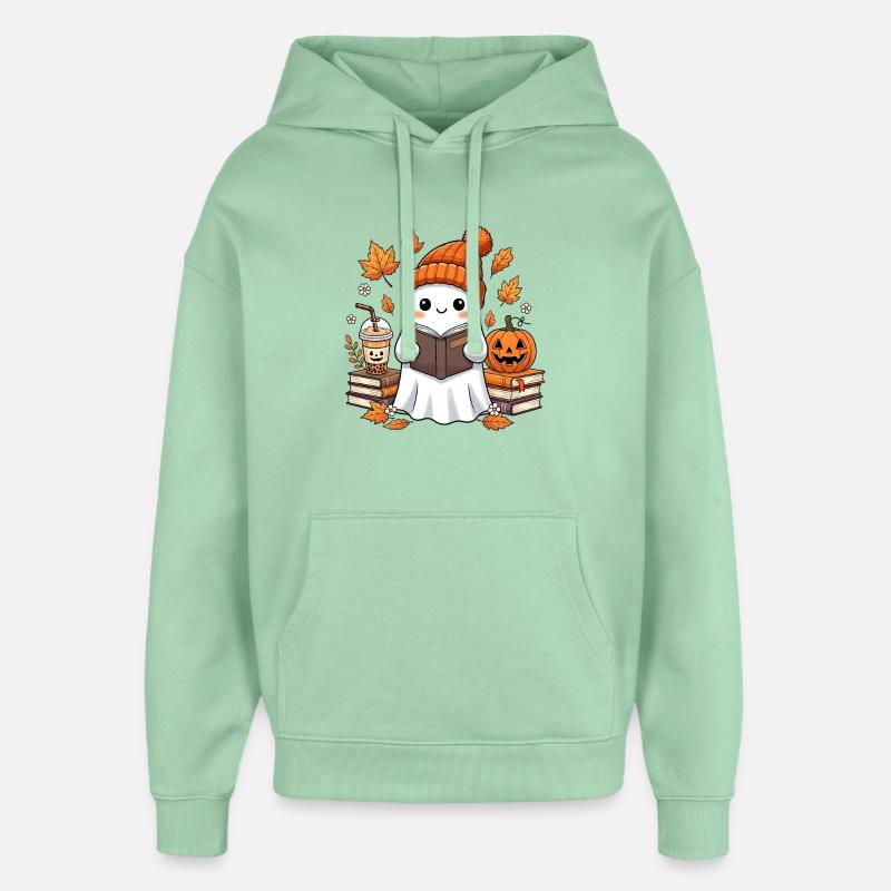 Fantôme de récolte d’automne avec citrouille - Sweat à capuche unisexe Stanley/Stella Oversized - jade brumeux