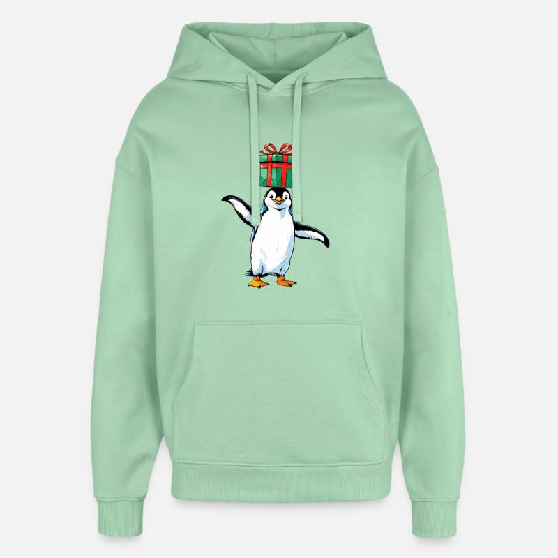 Pinguin mit Geschenk auf Kopf - Oversized Unisex Hoodie von Stanley/Stella - Nebeljade