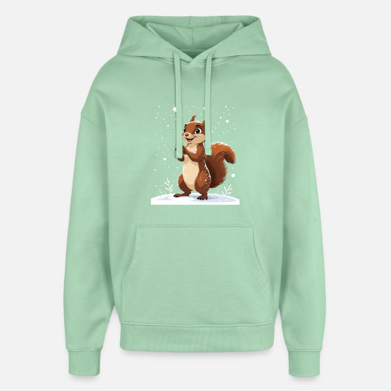 Écureuil d’hiver au gland - Sweat à capuche unisexe Stanley/Stella Oversized - jade brumeux