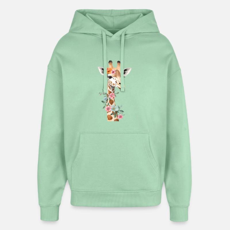 Girafe avec couronne de fleurs - Sweat à capuche unisexe Stanley/Stella Oversized - jade brumeux
