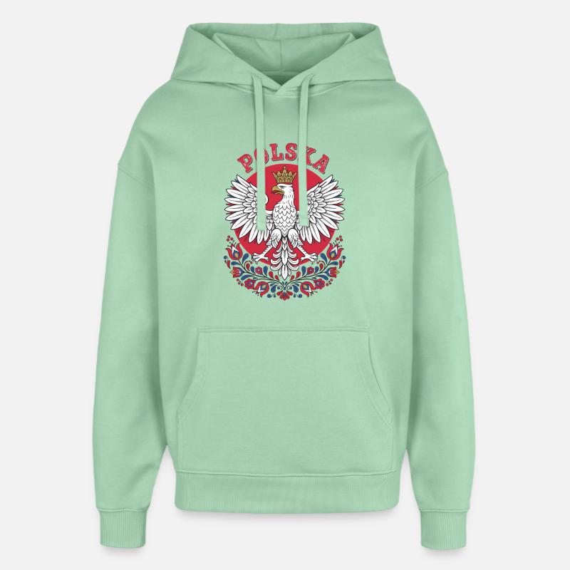 Polska Eagle Folk Emblem Art - Sweat à capuche unisexe Stanley/Stella Oversized - jade brumeux