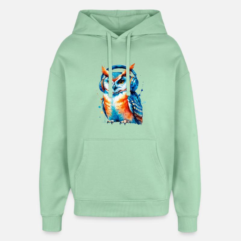 Kopfhörer Eule in Farbenspiel - Oversized Unisex Hoodie von Stanley/Stella - Nebeljade