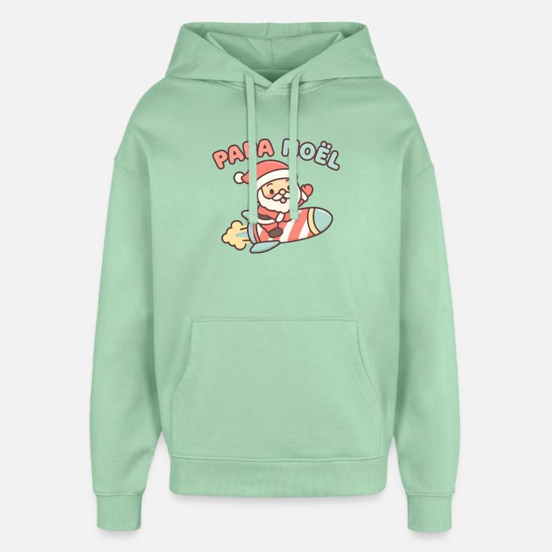 Papa Noël en fusée rétro - Sweat à capuche unisexe Stanley/Stella Oversized - jade brumeux