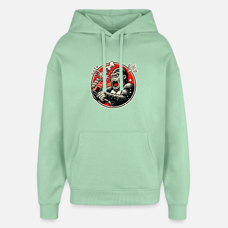 Soda gorilla in retro comic - Oversized Unisex Hoodie by Stanley/Stella - misty jade