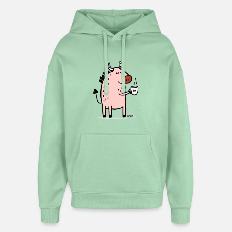 Animale Rosa con Corno e Coppa - Stanley/Stella Oversized Felpa con cappuccio unisex - giada nebbiosa