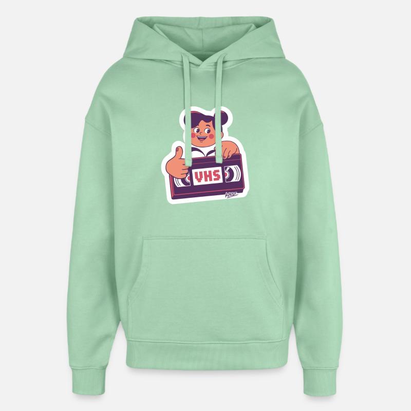 Cassette VHS Kawaii Rétro - Sweat à capuche unisexe Stanley/Stella Oversized - jade brumeux