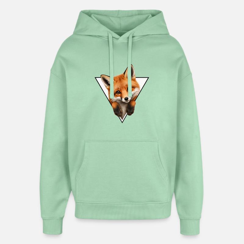 Fox in Triangle Illustration - Oversized Unisex Hoodie by Stanley/Stella - misty jade