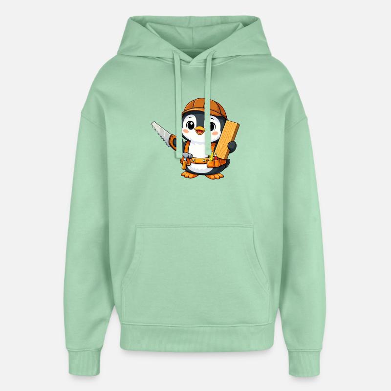 Pingouin, Artisan, Charpentier, Charpentier, Menuisier - Sweat à capuche unisexe Stanley/Stella Oversized - jade brumeux