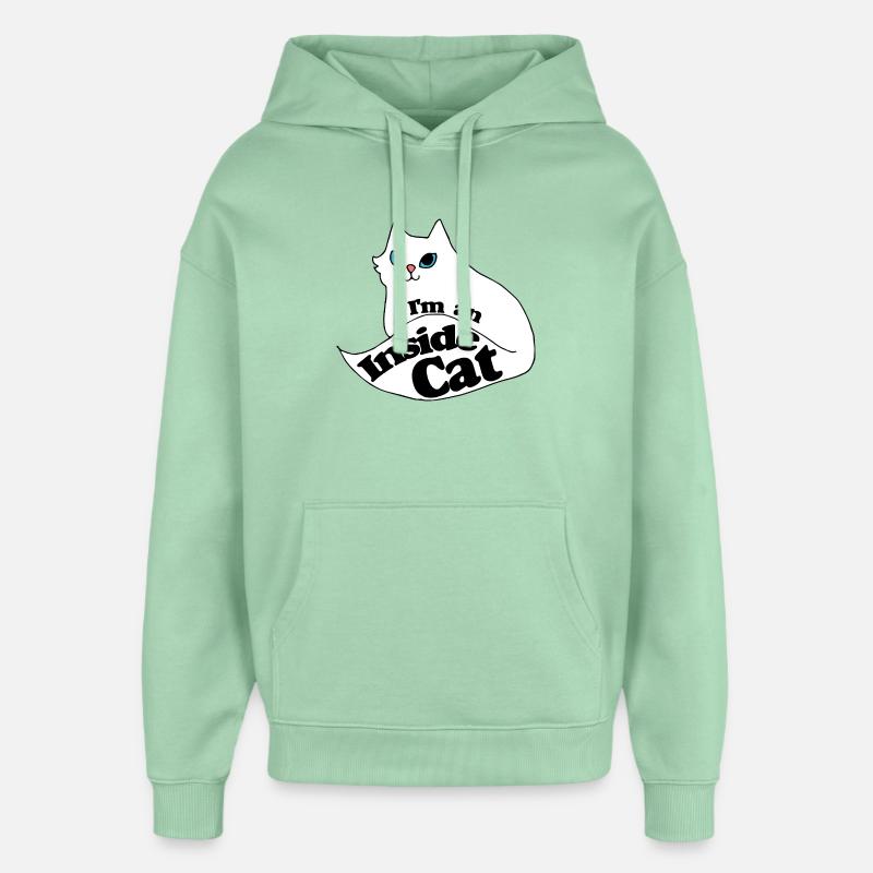 Inside Cat Cartoon Slogan Tee - Sweat à capuche unisexe Stanley/Stella Oversized - jade brumeux