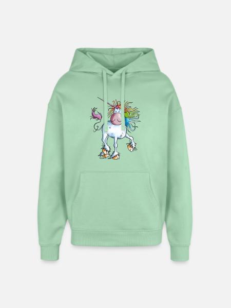Rainbow Unicorn - Oversized Unisex Hoodie by Stanley/Stella - misty jade