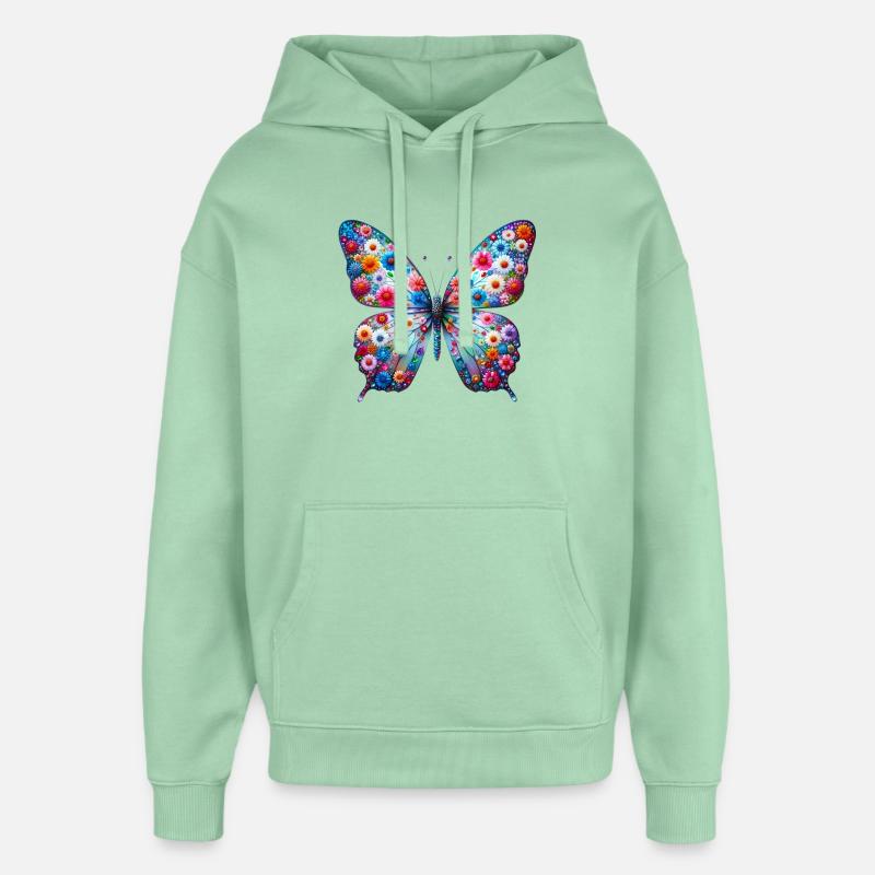 Papillon - Sweat à capuche unisexe Stanley/Stella Oversized - jade brumeux