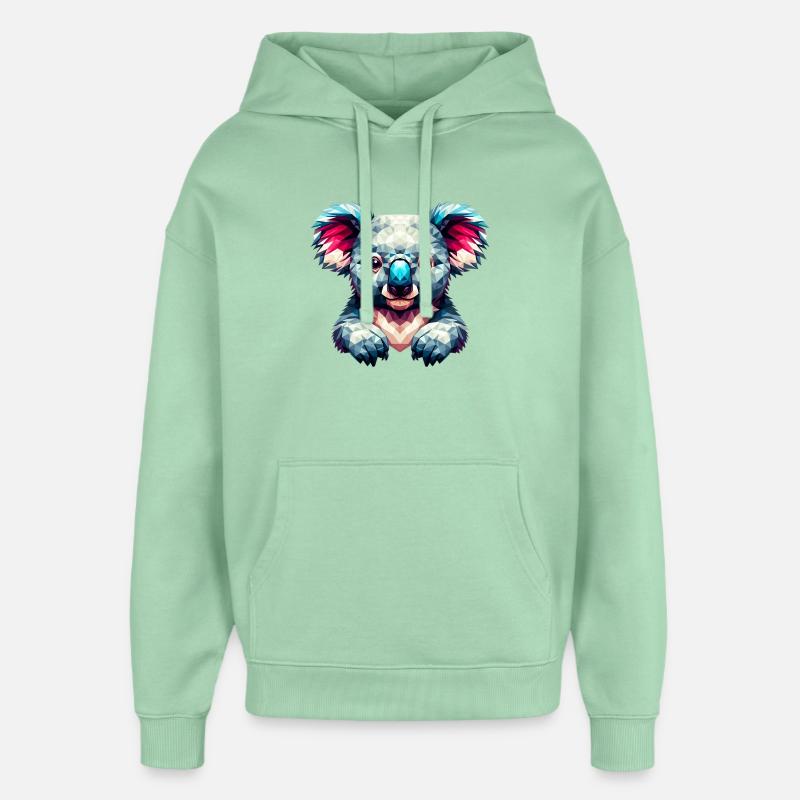 Polygonal Koala - Sweat à capuche unisexe Stanley/Stella Oversized - jade brumeux