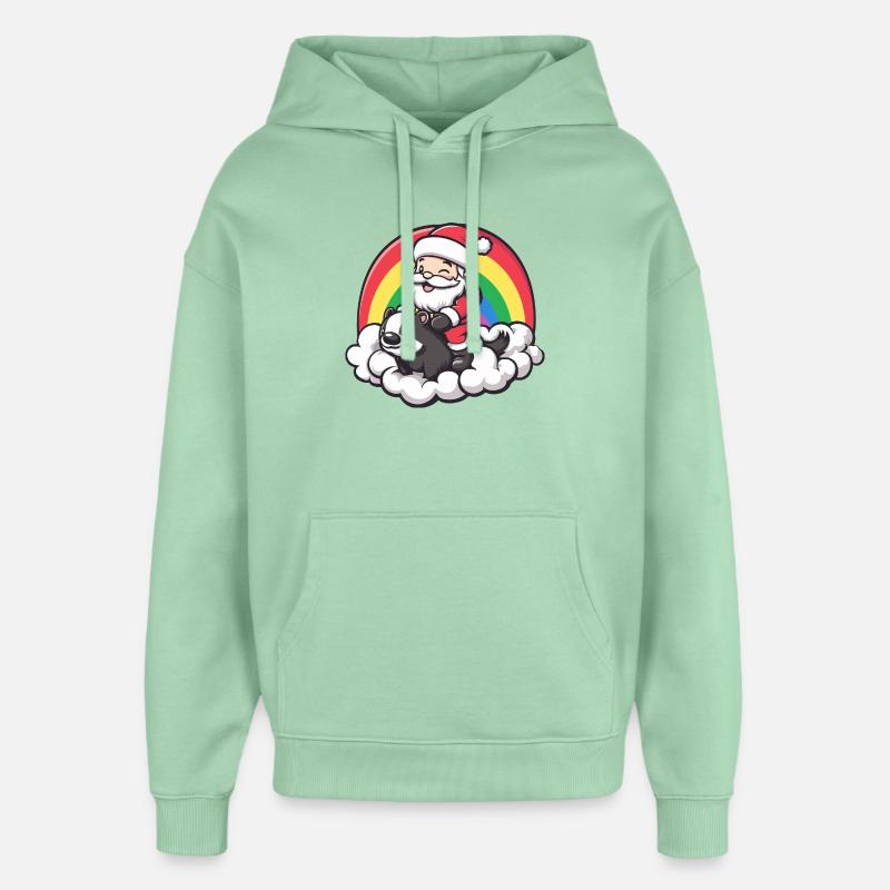 Noël moufette Père Noël - Sweat à capuche unisexe Stanley/Stella Oversized - jade brumeux