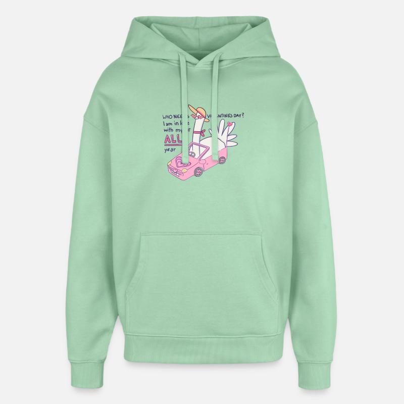 Qui a besoin de la Saint-Valentin ? - Sweat à capuche unisexe Stanley/Stella Oversized - jade brumeux