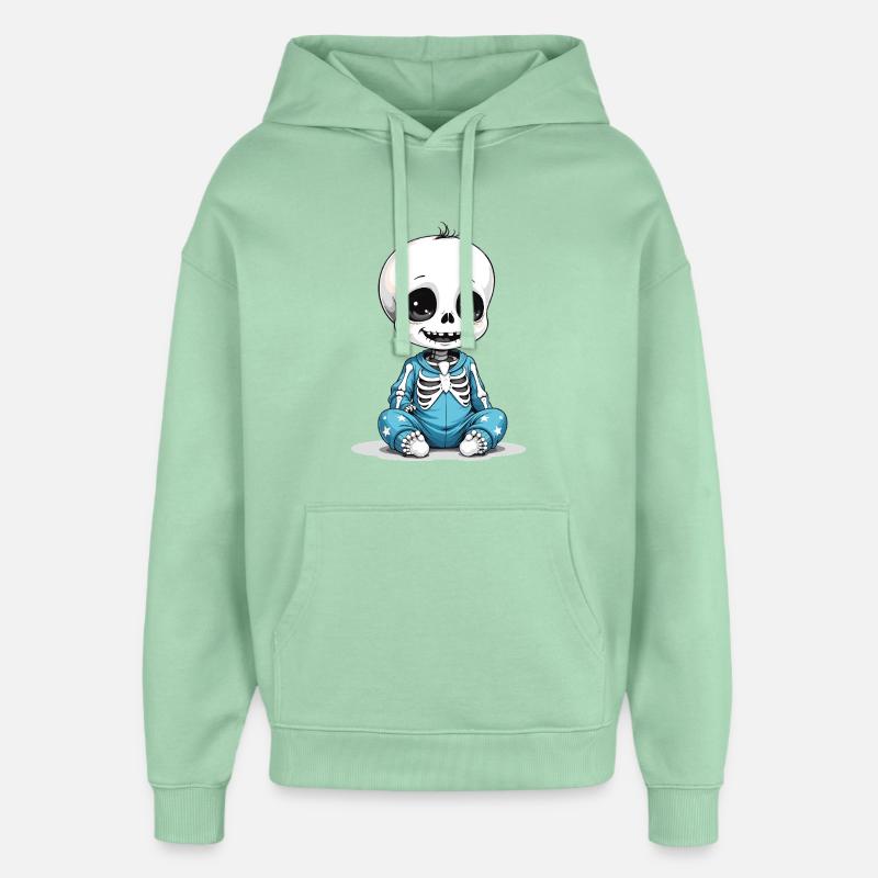 Bébé squelette en pyjama bleu - Sweat à capuche unisexe Stanley/Stella Oversized - jade brumeux
