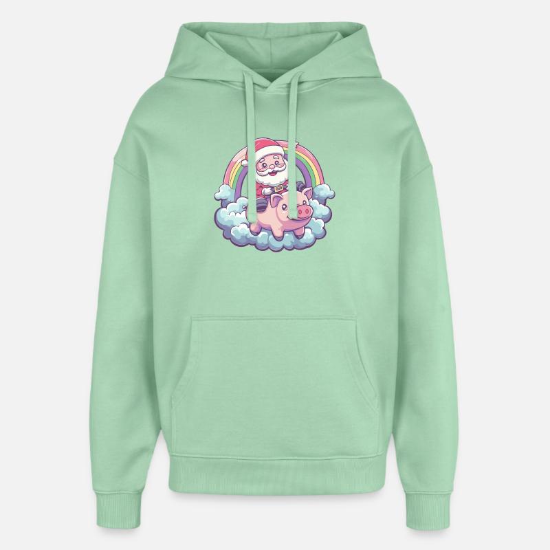 Cochon Père Noël Noël - Sweat à capuche unisexe Stanley/Stella Oversized - jade brumeux