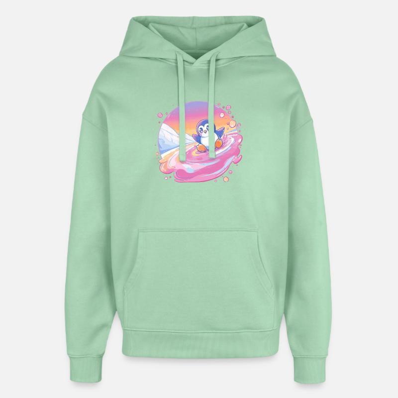 Pastel Penguin Spritz - Sweat à capuche unisexe Stanley/Stella Oversized - jade brumeux