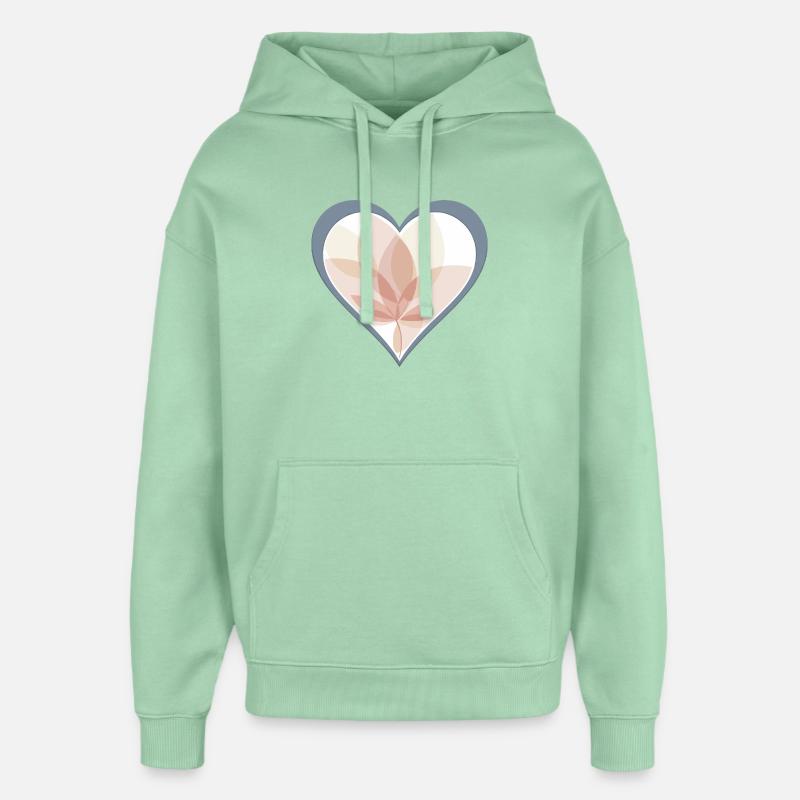 Cœur pastel avec superposition de feuilles - Sweat à capuche unisexe Stanley/Stella Oversized - jade brumeux