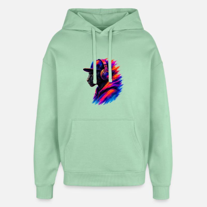 Panther mit Kopfhörern - Oversized Unisex Hoodie von Stanley/Stella - Nebeljade