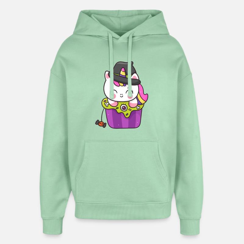 Kawaii Cupcake Sorcière Chat - Sweat à capuche unisexe Stanley/Stella Oversized - jade brumeux