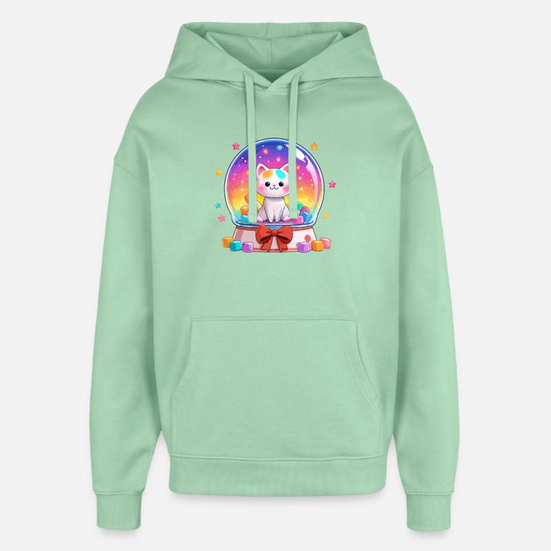 Boule à neige des chats arc-en-ciel - Sweat à capuche unisexe Stanley/Stella Oversized - jade brumeux
