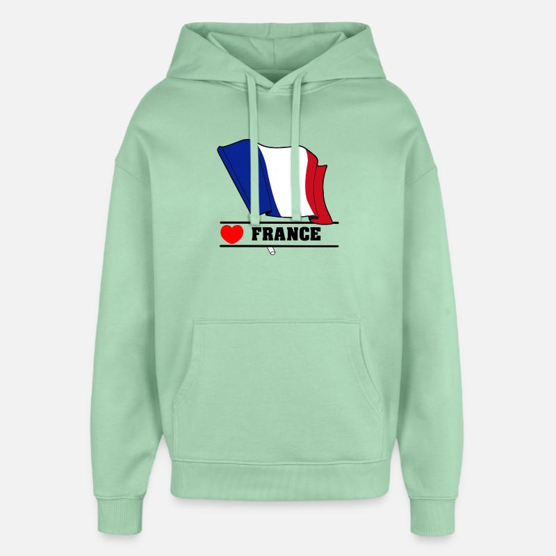 Cœur du drapeau français - Sweat à capuche unisexe Stanley/Stella Oversized - jade brumeux