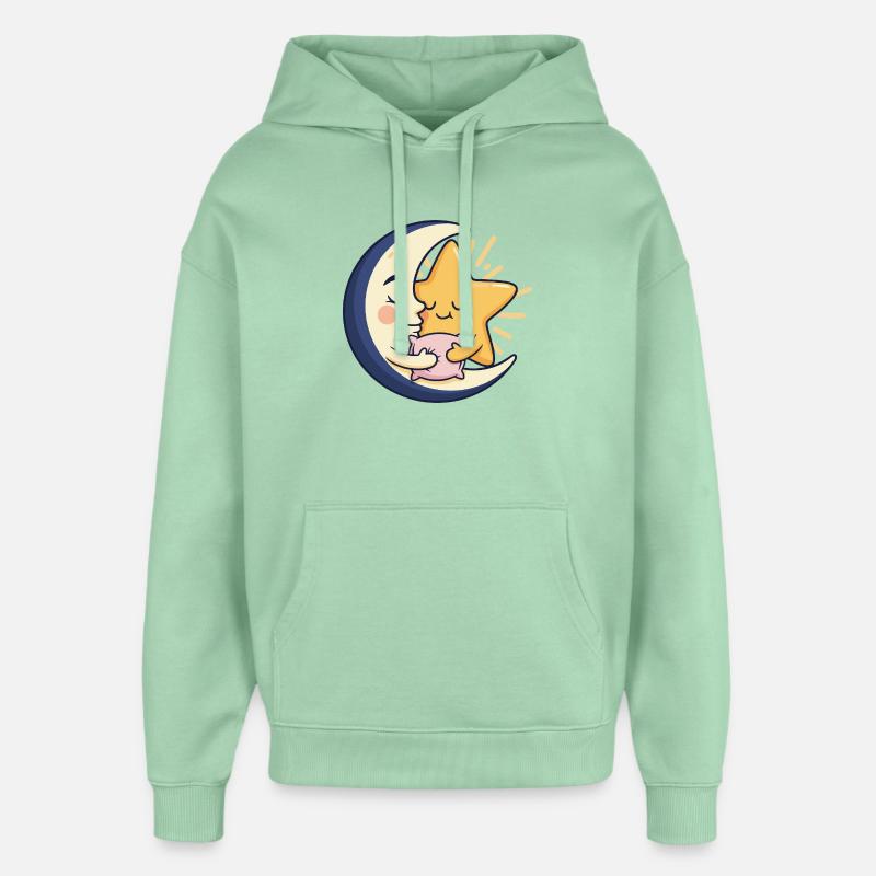 Lune et Étoile Câlinent Amies - Sweat à capuche unisexe Stanley/Stella Oversized - jade brumeux