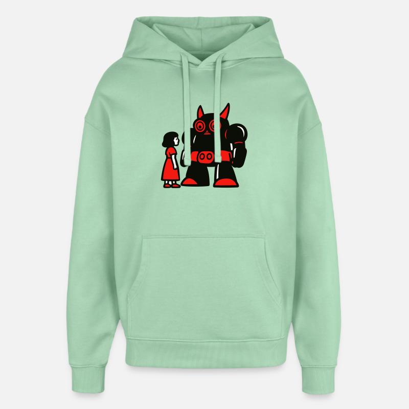Fille et robot - Sweat à capuche unisexe Stanley/Stella Oversized - jade brumeux