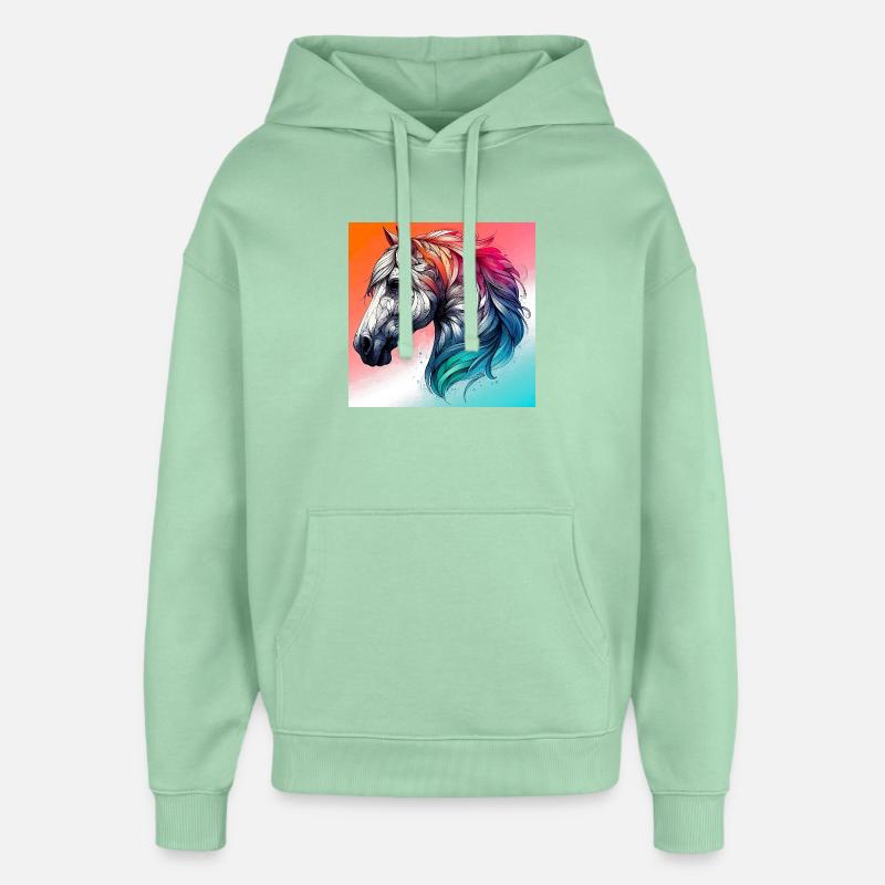 cheval - Sweat à capuche unisexe Stanley/Stella Oversized - jade brumeux