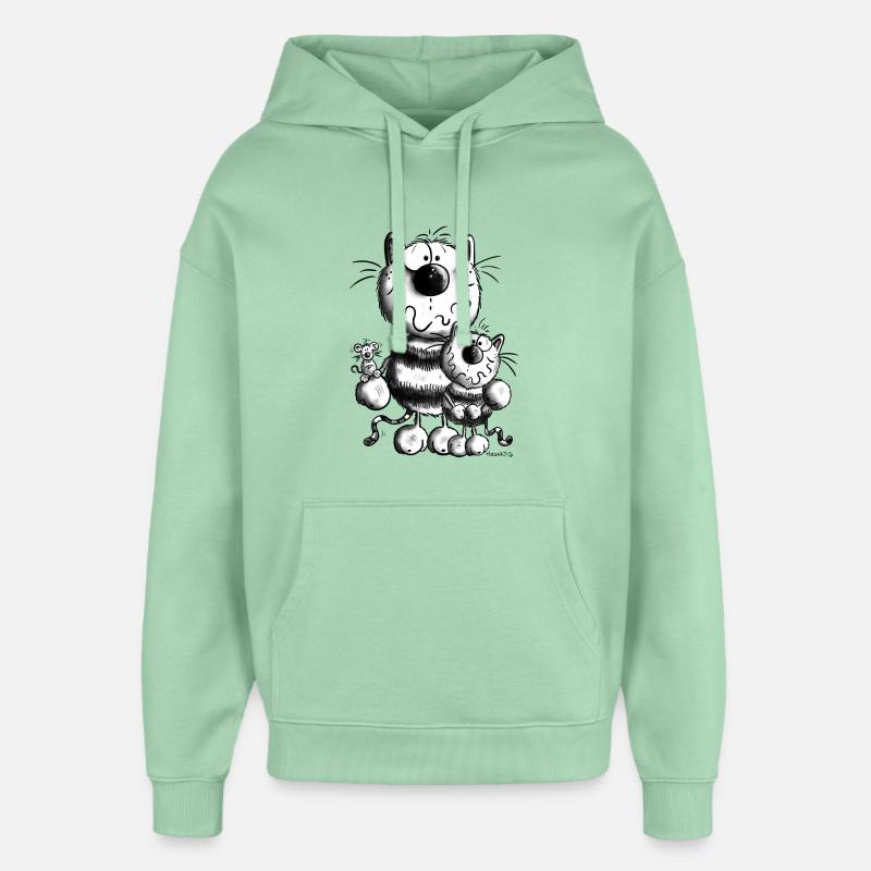 Doux Famille Chat - Sweat à capuche unisexe Stanley/Stella Oversized - jade brumeux
