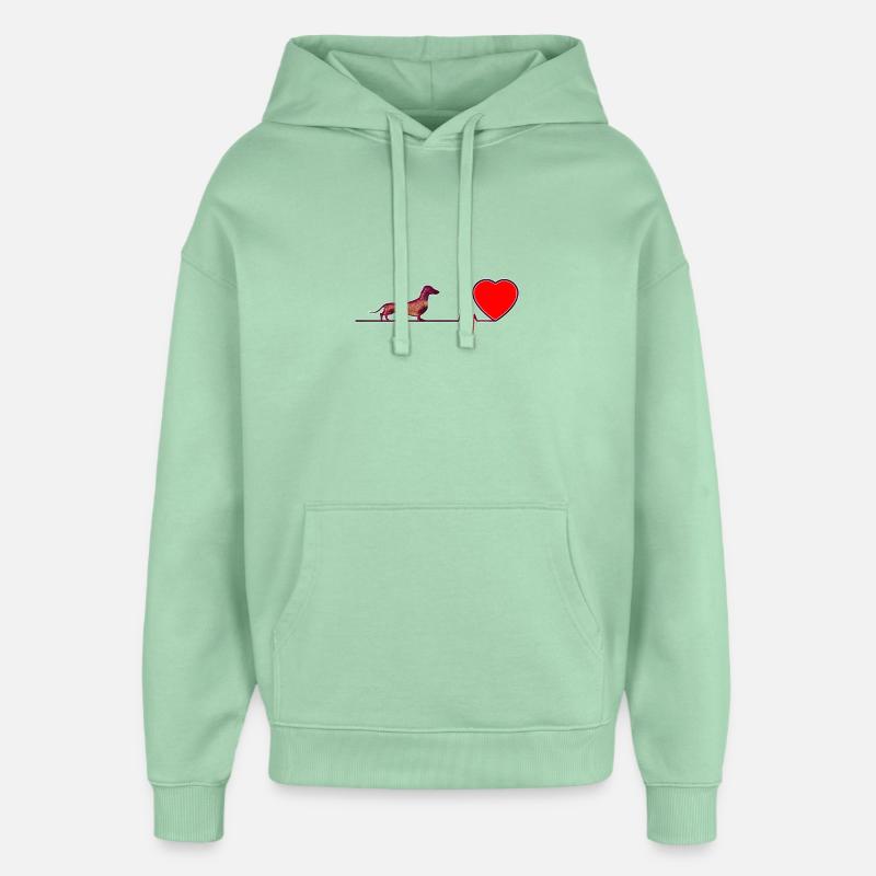 J'aime les teckels - Sweat à capuche unisexe Stanley/Stella Oversized - jade brumeux