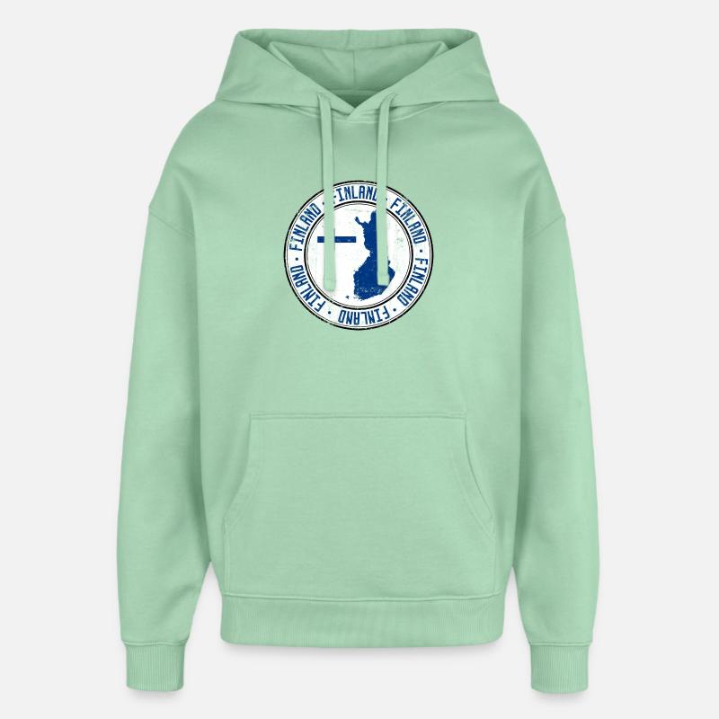 Finland Map Circular Crest with Flag - Oversized Unisex Hoodie by Stanley/Stella - misty jade