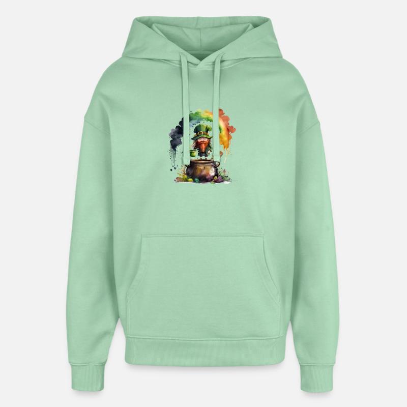 Leprechaun goblin under a rainbow - Oversized Unisex Hoodie by Stanley/Stella - misty jade